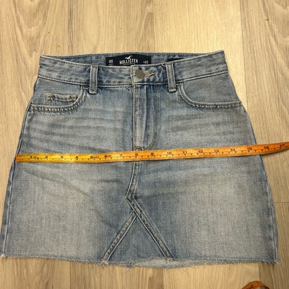 Y2K Hollister Micro Mini Denim Skirt Raw Hem High Rise Medium Wash Women 00 - Picture 14 of 14
